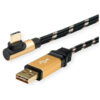 47794_01 Roline GOLD USB2.0 kabel TIP A (M) - USB-C (M) kutni, 3.0m, crno/zlatni