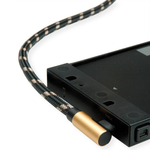 47794_02 Roline GOLD USB2.0 kabel TIP A (M) - USB-C (M) kutni, 3.0m, crno/zlatni