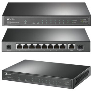 TP-Link 10-port Gigabit PoE preklopnik (Switch), 8×10/100/1000M RJ45 PoE+ ports, 1×G-LAN, 1×SFP, metalno kućište (63W)