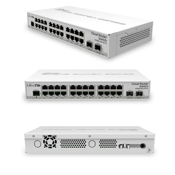 Mikrotik Cloud Router Switch CRS326-24G-2S+IN, 800 MHz CPU, 512MB RAM, 24xG-LAN, 2xSFP+ cage, RouterOS L5 or SwitchOS (dual boot), desktop kućište, PSU