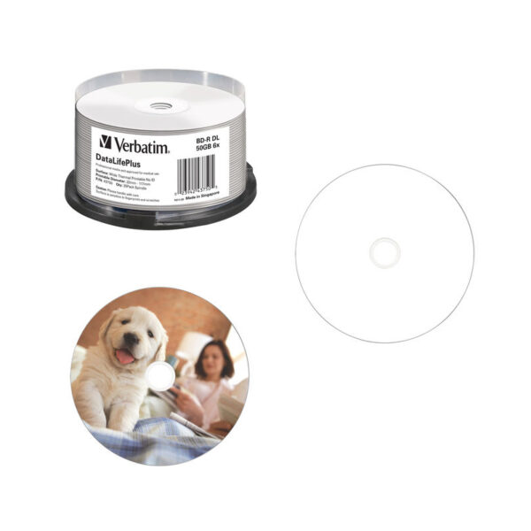 Blu-Ray Verbatim BD-R DL 6× 50GB Wide Thermal Printable/No ID 25 pack spindle