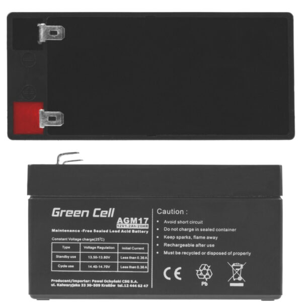 Green Cell (AGM17) baterija AGM 12V 1,2Ah