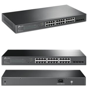 TP-Link Omada JetStream 24-port Gigabit L2 PoE+ Smart preklopnik (Switch), 24×10/100/1000M RJ45 port, 4×Gbit SFP, 802.3at/af, 19" 1U rack mount (250W)