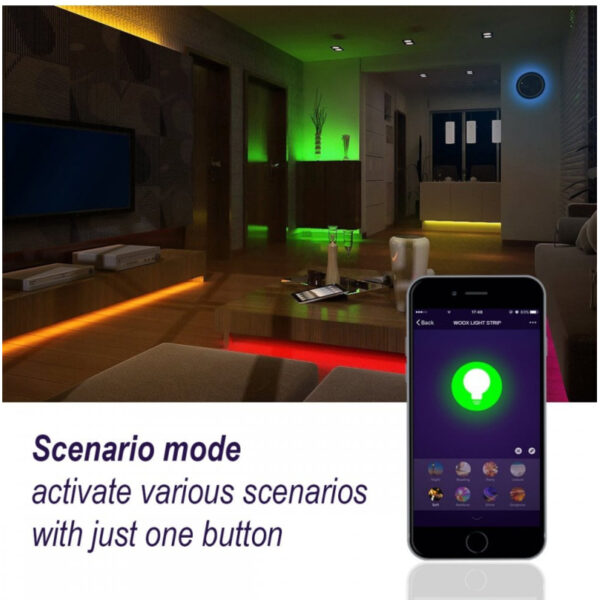 WOOX WiFi Smart LED traka RGB + toplo bijela, 5m, 24W, 150 LED, vodootporna, WooxHome app, glasovna kontrola - Alexa & Google Assistant (R5093)
