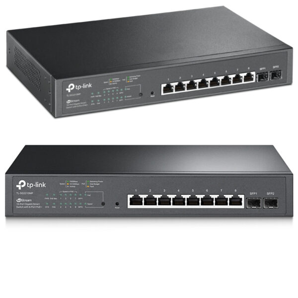 53030_01 TP-Link Omada JetStream 10-port Gigabit PoE+ Smart preklopnik (Switch), 8×10/100/1000M RJ45 ports + 2×SFP ports (150W)