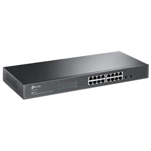 TP-Link Omada JetStream 16-port Gigabit L2+ upravljiv preklopnik (Switch), 16×10/100/1000M RJ45 ports, 2×SFP, 1U 19" rack mount