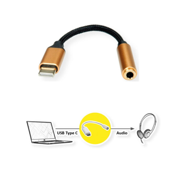 Roline GOLD adapter USB-C - 3.5mm audio, M/F, 0.13m