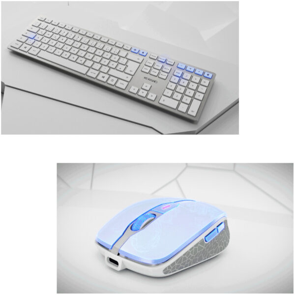 Cherry DW 9100 Slim bežična/BT tipkovnica + miš, AES-128 enkripcija, bijelo/siva