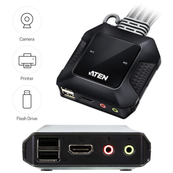 ATEN 2-port USB 4K HDMI KVM Switch sa kablovima (CS22H)