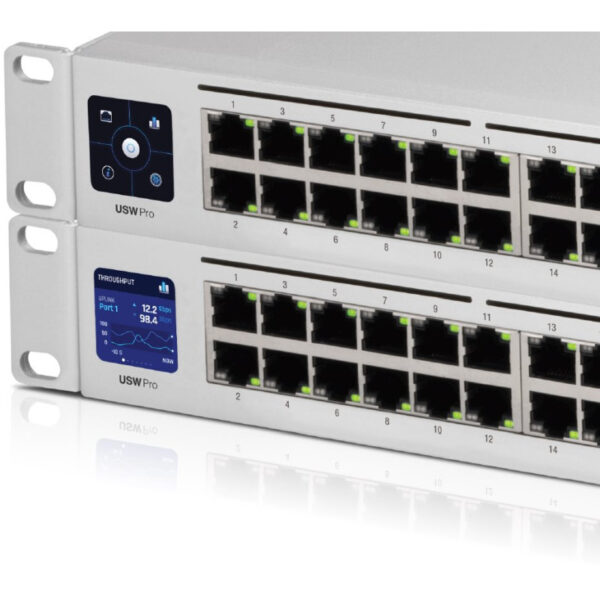 Ubiquiti UniFi Managed 48-port Gigabit Switch, 4×10G SFP+, Touchscreen LCD, Rackmount (USW-PRO-48)