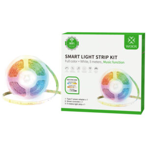 WOOX WiFi Smart LED traka RGB + muzička funkcija, 5m, 24W, 3000K-6500K, vodootporna, WooxHome app, glasovna kontrola - Alexa & Google Assistant (R5149)