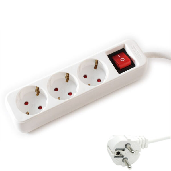 57167_01 Roline VALUE naponska letva sa prekidačem 3 utičnice, 1.5m kabel, bijela