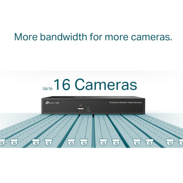 TP-Link VIGI NVR1016H mrežni video snimač, 16 kanala, H.265/+, H.264/+, 8MP, 1×SATA, VGA/HDMI, RJ-45, USB2.0×2, Vigi app