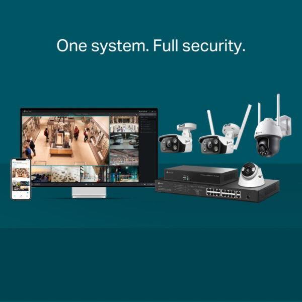 TP-Link vanjska IP Bullet Full color Wi-Fi HD kamera, 2.4G 150Mbps, 2×2 MIMO, H.265+ video, 4MP, 4mm leća, RJ45, Night Vision, detekcija pokreta, vodootporna IP66, VIGI app