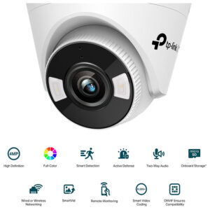 TP-Link VIGI C440-W vanjska IP Turret Full color Wi-Fi Ultra HD kamera, 2.4G 150Mbps, 2×2 MIMO, H.265+ video, 4MP, 4mm leća, RJ45, Night Vision, detekcija pokreta, vodootporna IP66, VIGI app