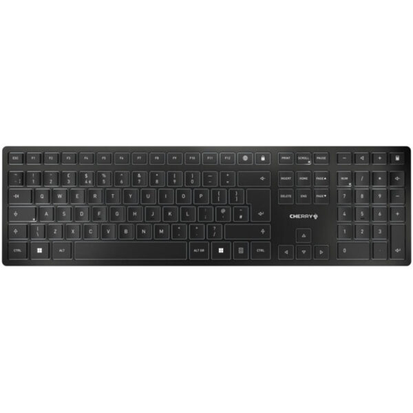 Cherry KW 9100 SLIM bežična/BT tipkovnica, AES-128 enkripcija, crna