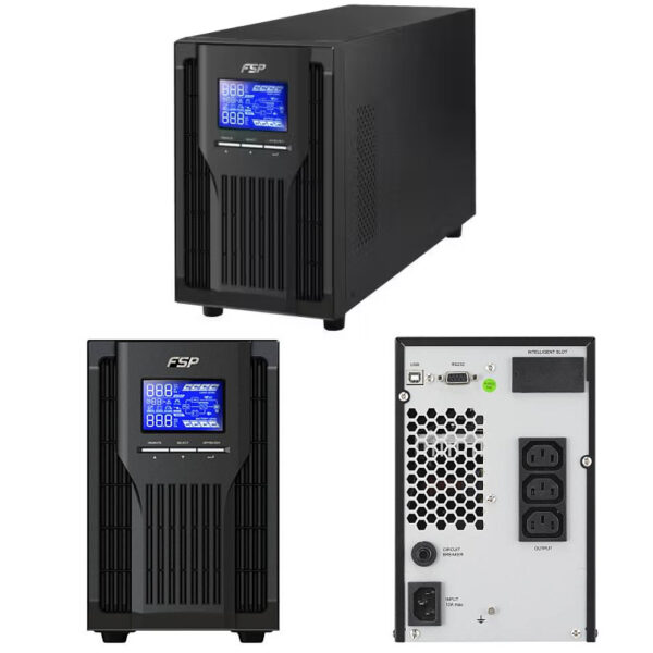 Fortron Source Champ Tower 1000VA/900W, On-line double conversion, USB, RS-232, 3×IEC, 2×9Ah, 3.5min autonomija, LCD