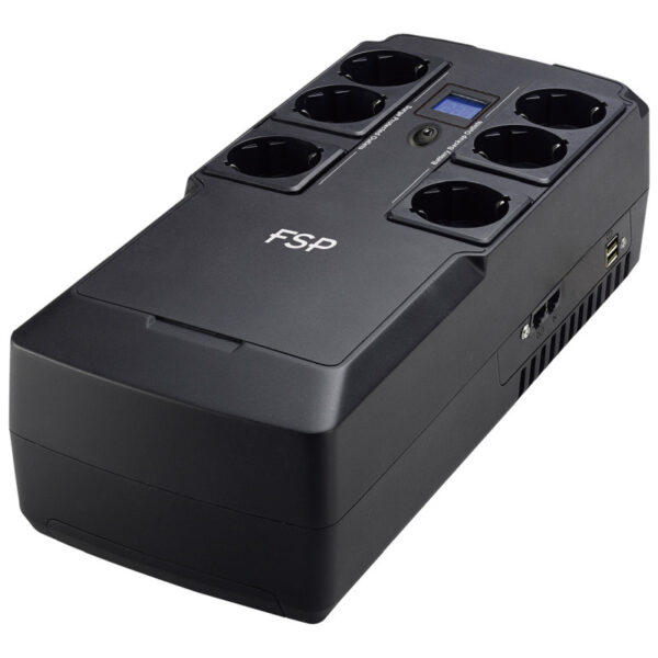 Fortron Source NanoFit 800VA/480W, Offline, 2×USB, 6×Schuko, RJ45, 1×5Ah, 3.5min autonomija@50%