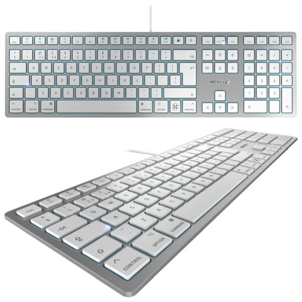Cherry KC 6000C tipkovnica za MAC, USB-C, Srebrno/ Bijela