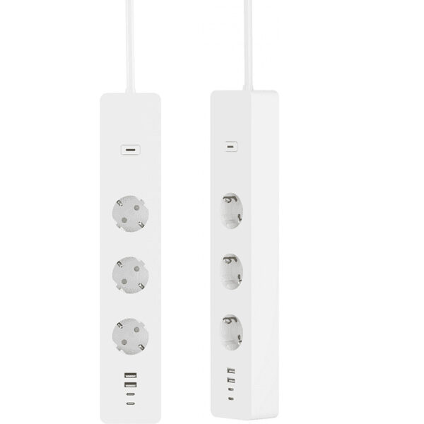 WOOX WiFi Smart multi-utičnica, 3×strujna utičnica, 2×USB-A, 2×USB-C punjač, WooxHome app, glasovna kontrola - Alexa & Google Assistant, 1.5m (R6132)