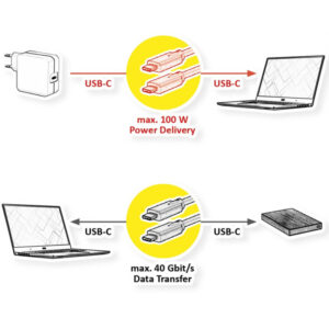 Roline USB4 Gen2x2 kabel TIP C-C M/M, Emark, 100W, 2.0m, crni