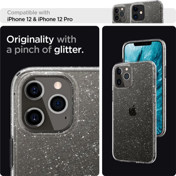 Spigen Liquid Crystal Glitter, zaštitna maska za telefon, prozirna clear-iPhone 12/Pro