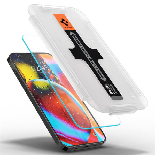 Spigen tR EZ Fit, zaštitno staklo za ekran telefona, 2 kom + okvir za instalaciju - iPhone 14/iPhone 13 Pro/iPhone 13
