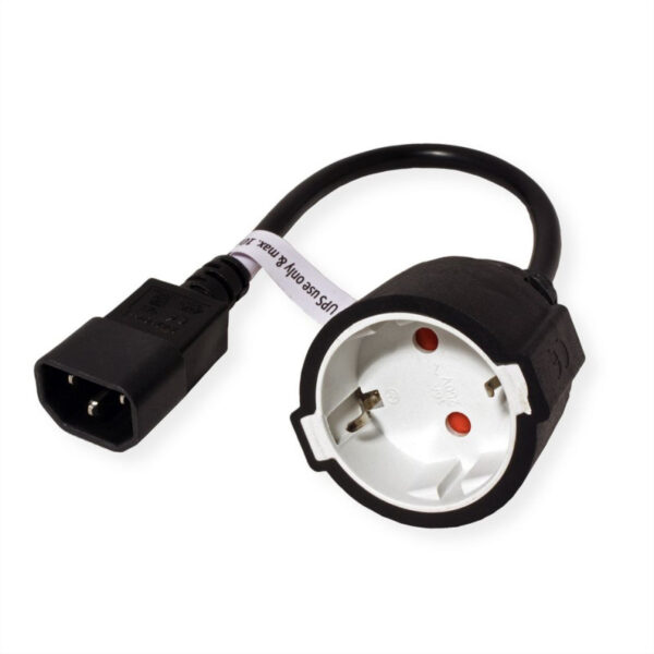 61280_01 Roline VALUE naponski kabel, IEC320 C14-CEE 7/7, M/F, 0.3m, crni