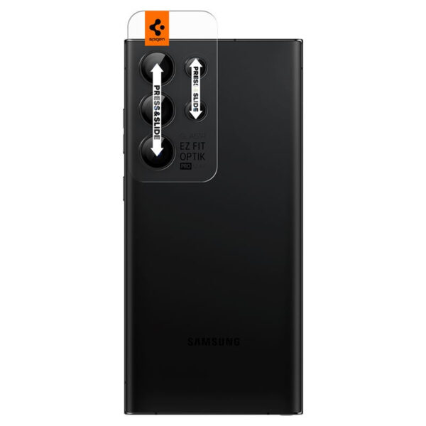 61331_02 Spigen Glass EZ Fit Optik Pro, zaštitno staklo za kameru telefona, 2 kom, crno - Samsung Galaxy S23 Ultra (AGL05950)