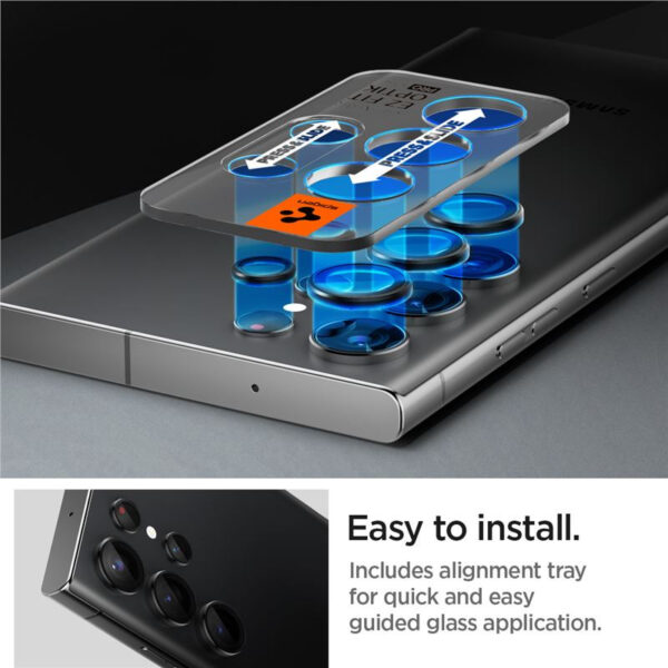 61331_04 Spigen Glass EZ Fit Optik Pro, zaštitno staklo za kameru telefona, 2 kom, crno - Samsung Galaxy S23 Ultra (AGL05950)