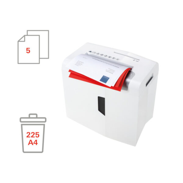 HSM shredstar X5 uništavač dokumenata + CD medija, trakasti i poprečni rez, 4.5×30mm, razina sigurnosti E-2/F-1/O-1/P-4/T-2, kapacitet 18l