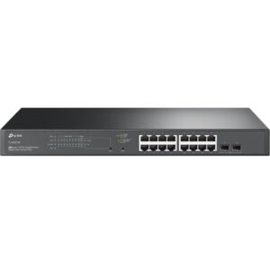 TP-Link Omada JetStream 18-port Gigabit PoE+ upravljiv preklopnik (Switch), 16×G-LAN PoE+, 2×SFP Gigabit, IPv6, 1U 19" rack-mount kućište (150W)