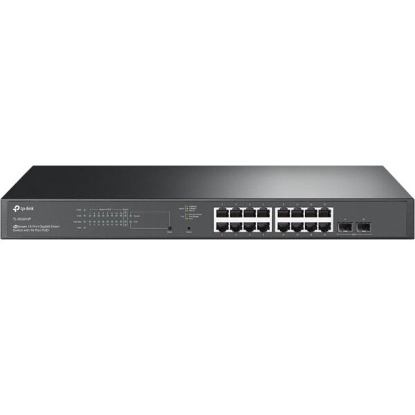 TP-Link Omada JetStream 18-port Gigabit PoE+ upravljiv preklopnik (Switch), 16×G-LAN PoE+, 2×SFP Gigabit, IPv6, 1U 19" rack-mount kućište (150W)