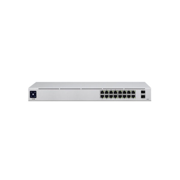 Ubiquiti UniFi Managed 16-port Gigabit Switch (8-port PoE+), 2× SFP, Rackmount (USW-16-PoE-Gen2)