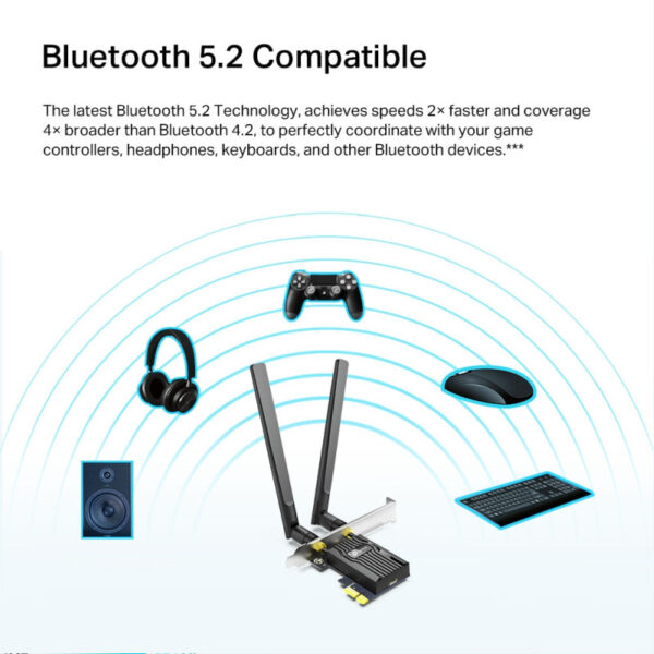 TP-Link AX1800 Archer TX20E bežični Dual-Band Wi-Fi 6 BT5.2 PCI-E adapter 574Mbps/1201Mbps (2.4GHz/5GHz), 802.11ax/ac/n/a/g/b, 2×antene