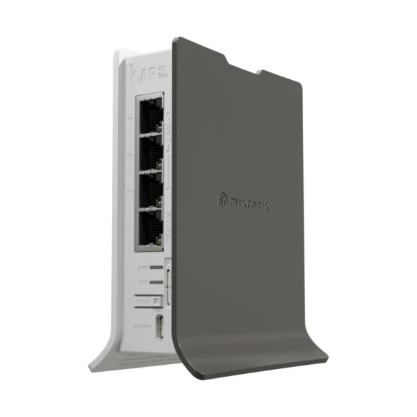 Mikrotik hAP ax Lite LTE6 kit, 800MHz CPU, 256MB RAM, 4×G-LAN, 2.4Ghz 802.11b/g/n/ax, LTE CAT6 modem, microSIM, tower kućište, PSU, antena 4.3dBi, RouterOS v7 L4