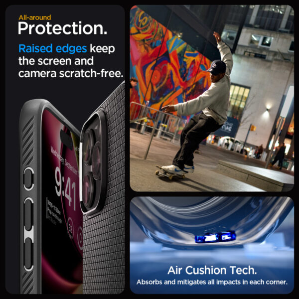 Spigen Liquid Air, zaštitna maska za telefon, mat crna - iPhone 15 Pro Max (ACS06562)