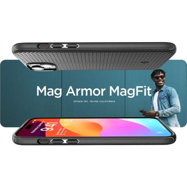 Spigen Mag Armor MagSafe, zaštitna maska za telefon, mat crna - iPhone 15 Plus (ACS06671)