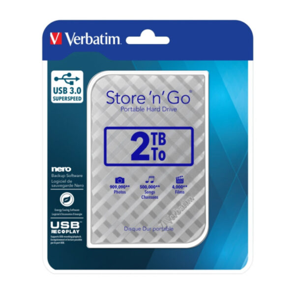 Verbatim 2.5" Store'n'Go 2TB vanjski HDD, USB3.0 Gen2, srebrni