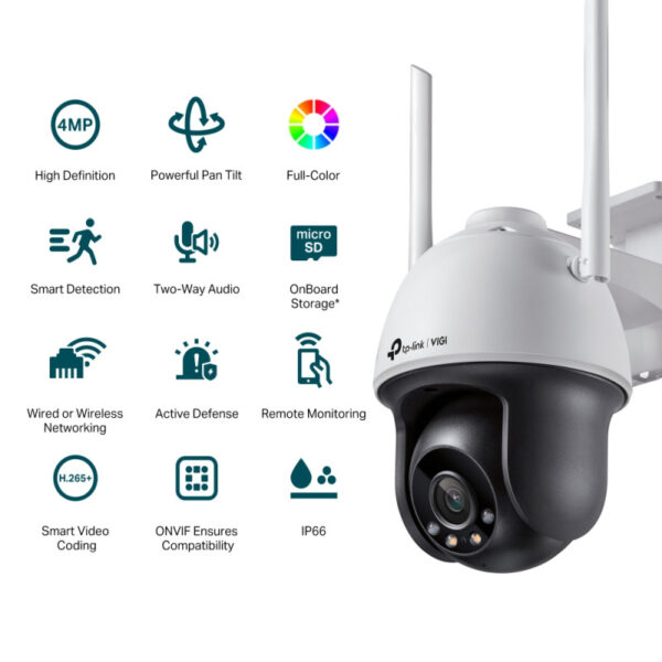 TP-Link VIGI C540-W-4 vanjska IP Bullet Full color kamera, Pan tilt, 4mm leća, IP66, Active defense