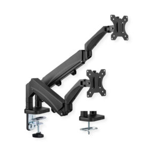 Roline VALUE dvostruki stolni nosač monitora 5 spojeva, pivot, nosivost 9 kg, crni