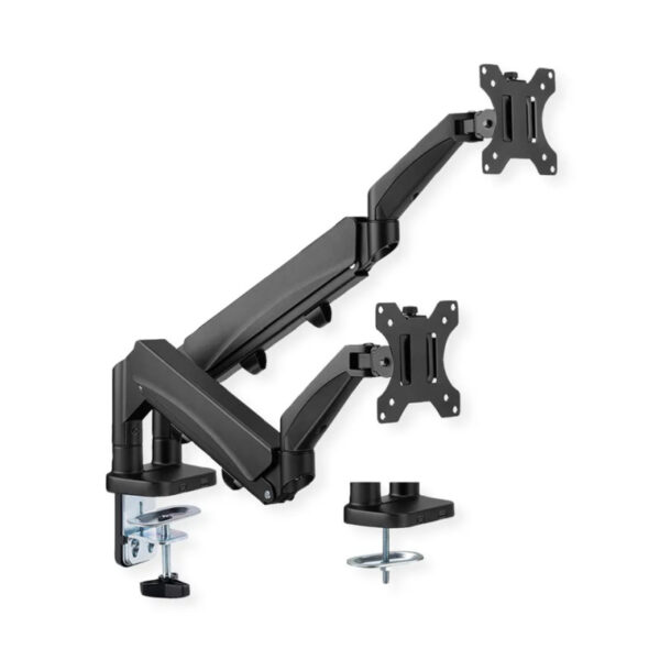 Roline VALUE dvostruki stolni nosač monitora 5 spojeva, pivot, nosivost 9 kg, crni