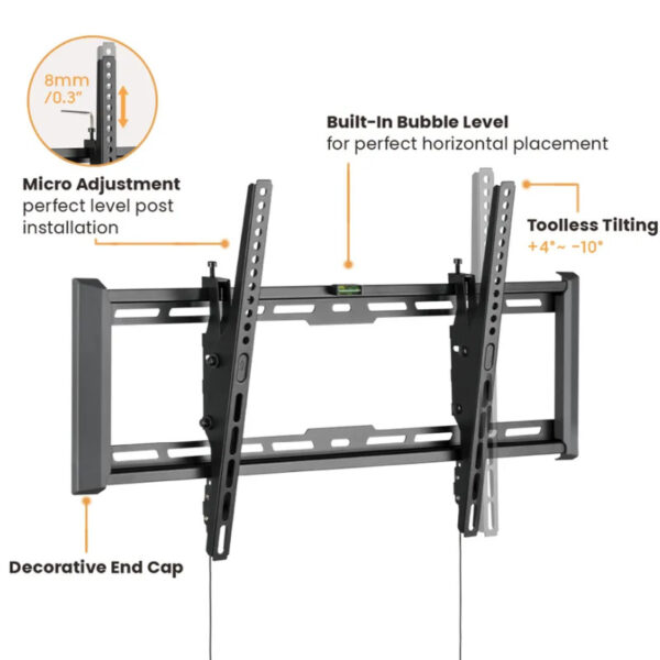 Roline VALUE zidni nosač za TV 37-80", nagibni, udaljenost od zida 47mm, nosivost 75Kg, crni