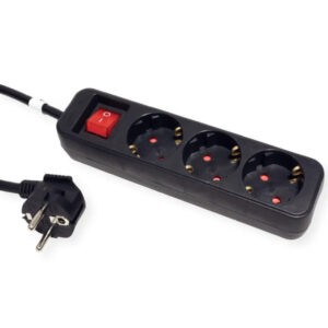 Roline naponska letva sa prekidačem 3 utičnice, 1.5m kabel, crna