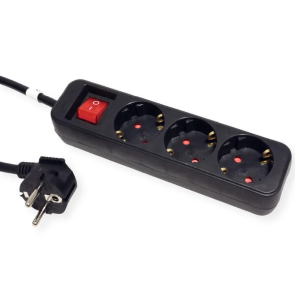 Roline naponska letva sa prekidačem 3 utičnice, 6.0m kabel, crna