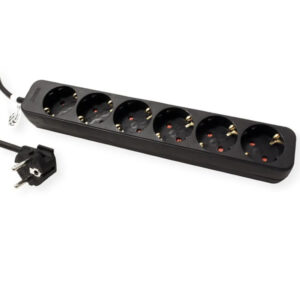 Roline naponska letva, 6 utičnica, 3.0m kabel, crna
