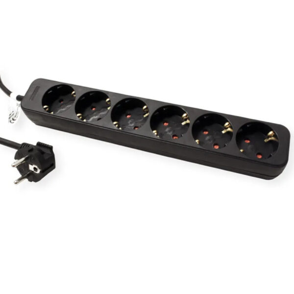 Roline naponska letva, 6 utičnica, 3.0m kabel, crna