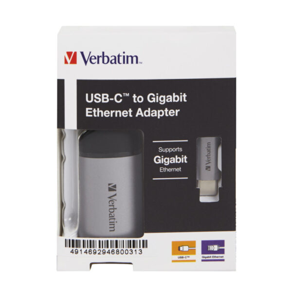 Verbatim USB-C na RJ45 gigabitni ethernet mrežni adapter, aluminijsko kućište