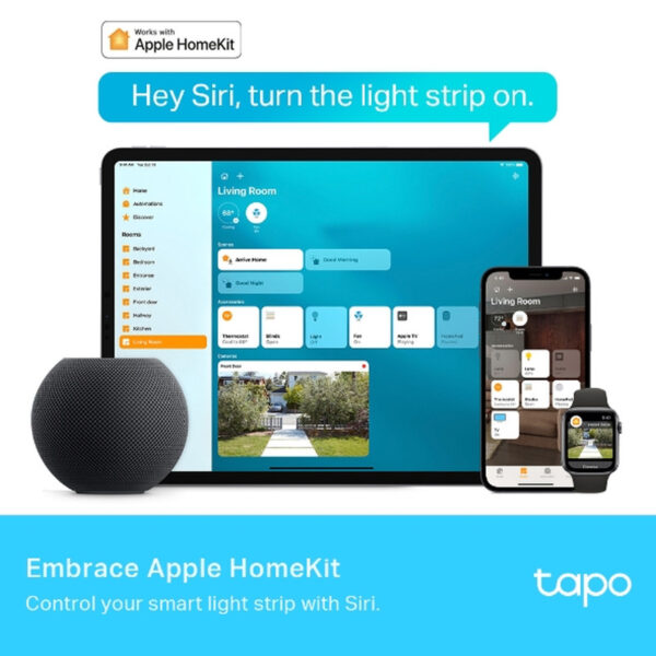 TP-Link Tapo Smart WiFi LED traka RGB, 2x5m,2000lm, 24W, dimabilna, Tapo app, sinkronizacija s glazbom, glasovna kontrola - Alexa & Google Assistant