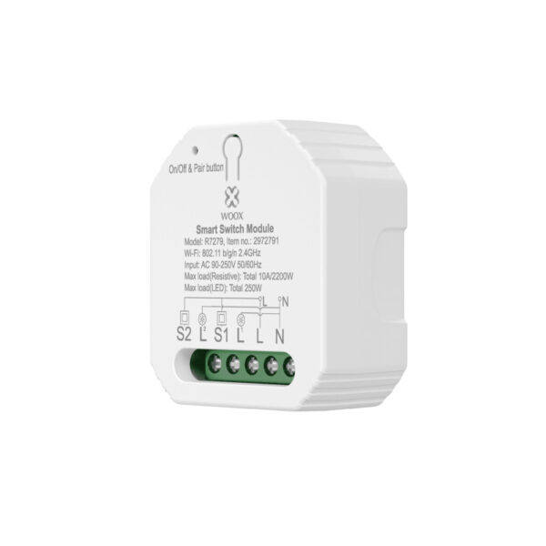 WOOX WiFi Smart prekidač 100-240VAC 10A 2300W, WooxHome app, glasovna kontrola - Alexa & Google Assistant (R7279)